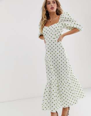 asos green spotty dress