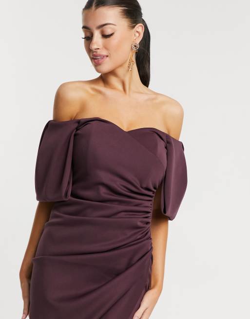 Plum bardot outlet dress