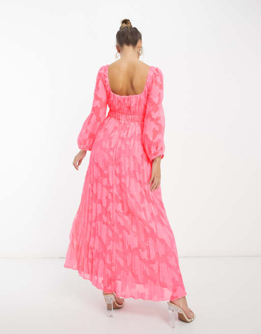 Asos pink pleated dress hotsell