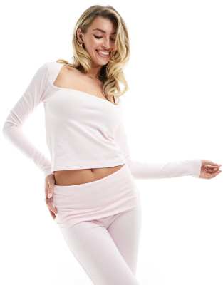 ASOS DESIGN sweetheart top in pink (part of a set)