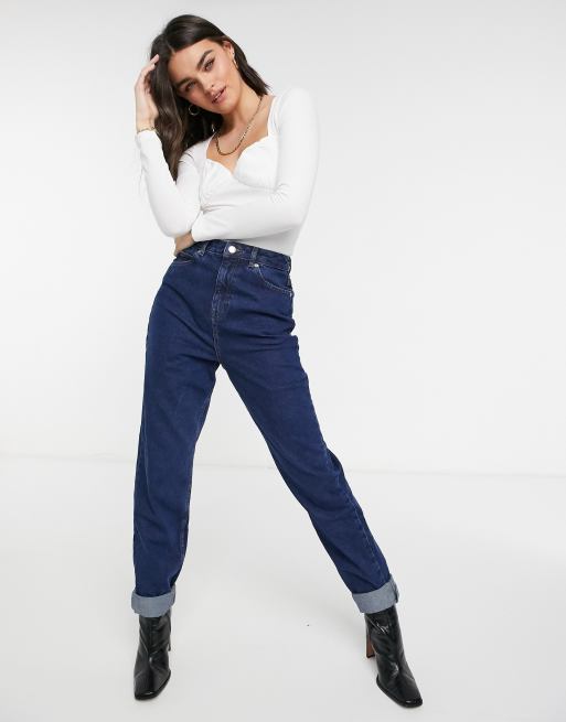 ASOS DESIGN sweetheart top with ruched bust and long sleeves white, 4 of 4
