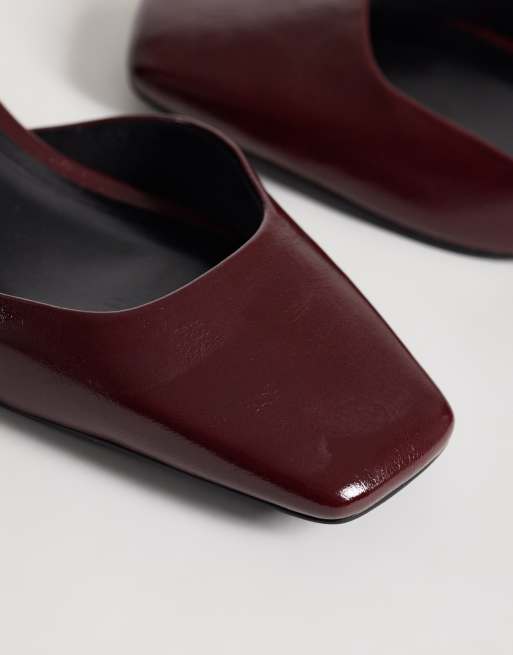ASOS DESIGN Sweetie mid block heel shoes in burgundy, 4 of 4