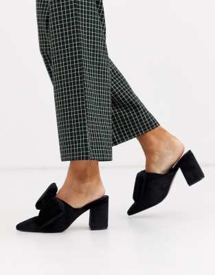 black mules with block heel