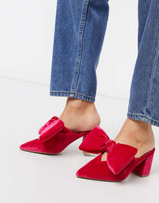 pink velvet mules