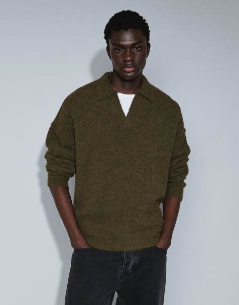 ASOS DESIGN sweter dzianinowy o luźnym kroju ze stójką w kolorze khaki - view 1