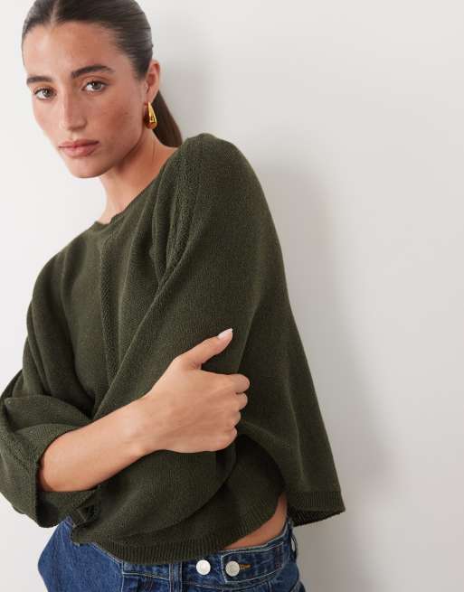 ASOS DESIGN sweter dzianinowy w kolorze khaki, 2 z 4