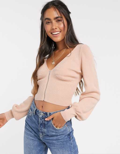 ASOS DESIGN - Sweter o krótkim fasonie z gorsetowym motywem