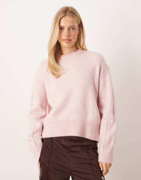 ASOS DESIGN – Sweter o pudełkowym kroju z okrągłym dekoltem i rozcięciem po bokach w jasnym liliowym kolorze - view 1