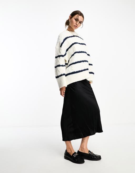 ASOS DESIGN – Sweter oversize z dzianiny o warkoczowym splocie w paski, 4 z 4