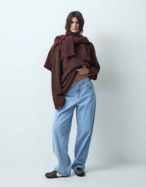 ASOS DESIGN sweter oversize z golfem i podwiniętym brzegiem w kolorze czekoladowym, 2 z 4