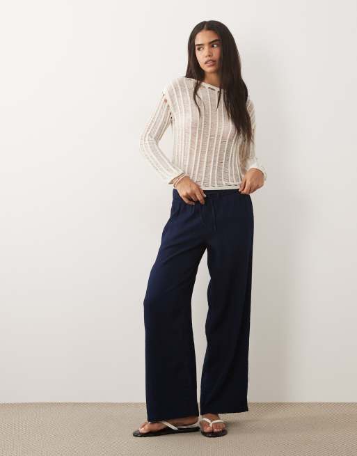 ASOS DESIGN – Sweter z dzianiny w kolorze écru o drabinkowym ściegu, 3 z 4