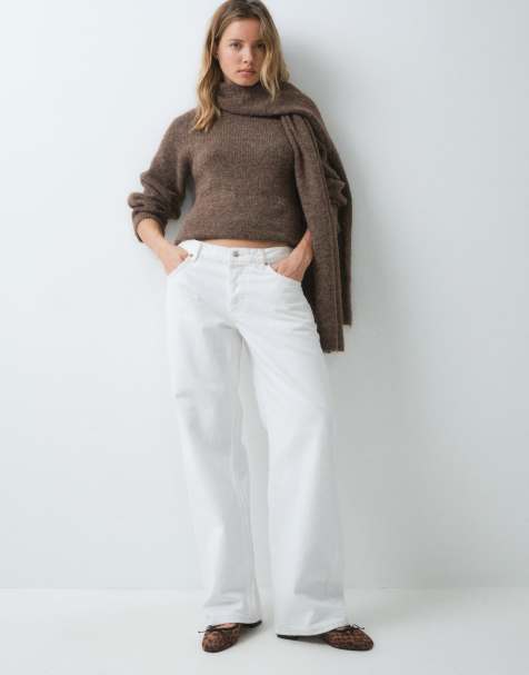 ASOS DESIGN sweter z szalem-peleryną o szczotkowanej fakturze w kolorze czekoladowym - view 1
