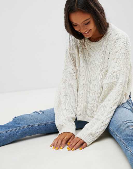 ASOS DESIGN – Sweter ze splotem warkoczowym