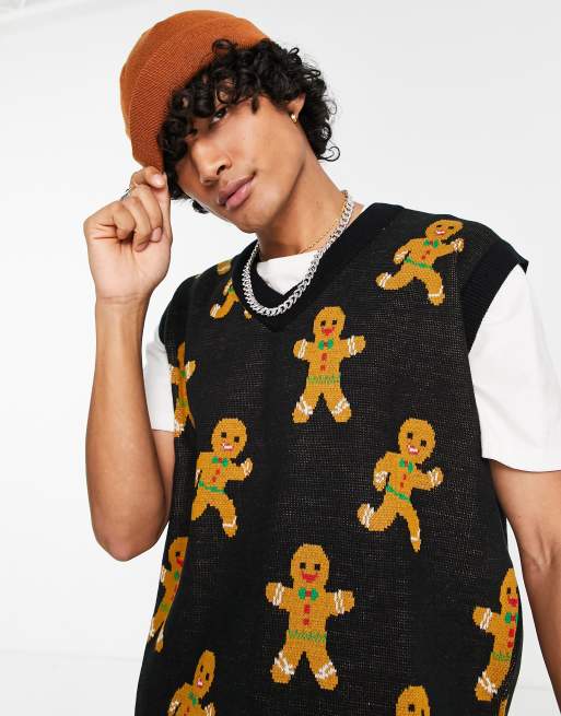ASOS DESIGN – Świąteczny podkoszulek z dzianiny z piernikowym wzorem, 2 z 4