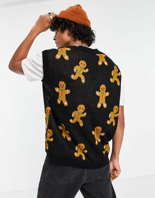ASOS DESIGN – Świąteczny podkoszulek z dzianiny z piernikowym wzorem, 3 z 4