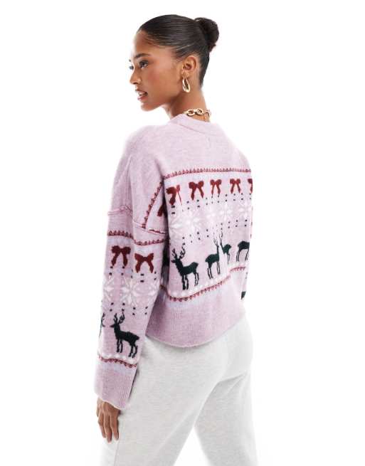 ASOS DESIGN – Świąteczny sweter z okrągłym dekoltem w skandynawski wzór, 4 z 4