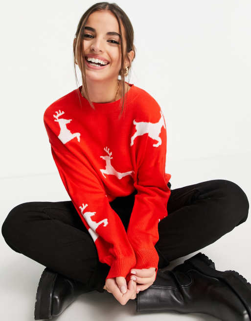 ASOS DESIGN – Świąteczny sweter ze wzorem w renifery