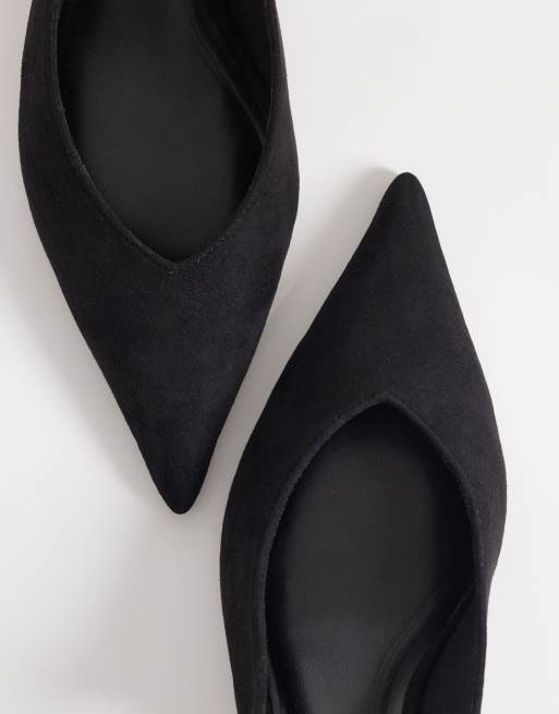 ASOS DESIGN - Swift - Scarpe con tacco largo e cinturino posteriore in camoscio nero, 2 di 4