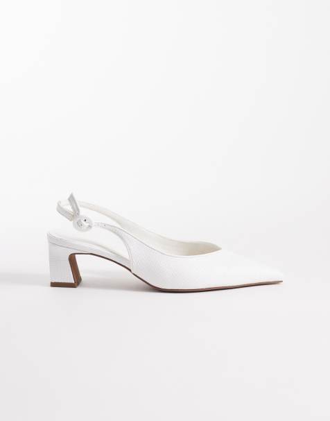 ASOS DESIGN - Swift - Scarpe con tacco largo e cinturino posteriore in rafia bianche - view 1