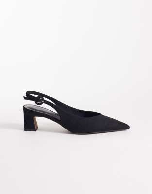 Swift - Schuhe aus schwarzem Wildlederimitat mit Fersenriemen und Blockabsatz Schwarz 38
