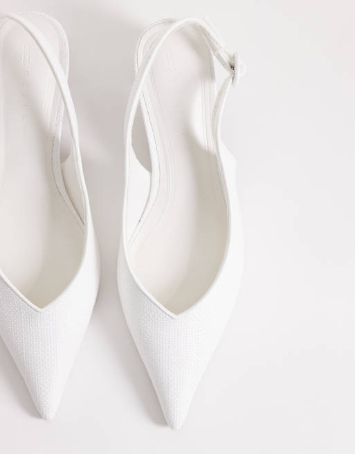 ASOS DESIGN Swift sling back block heeled shoes in white raffia, 2 of 4