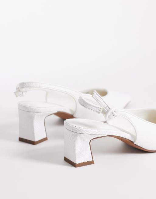 ASOS DESIGN Swift sling back block heeled shoes in white raffia, 4 of 4
