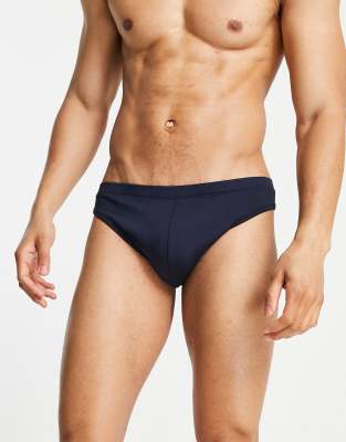 ASOS DESIGN SWIM BRIEF IN NAVY,DALMATION NAVY