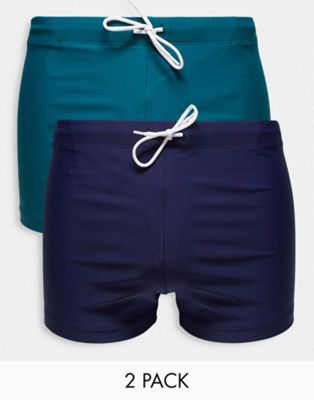ASOS DESIGN swim brief shorts multipack in green and navy save - ASOS Price Checker