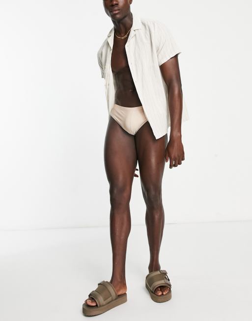 ASOS DESIGN swim briefs in beige