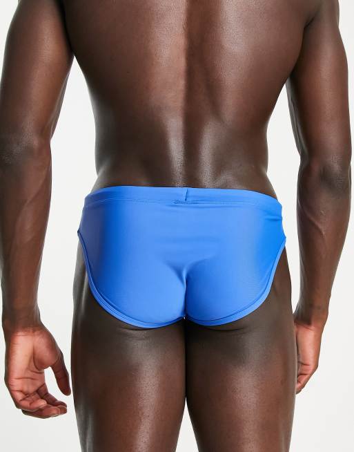 ASOS DESIGN swim briefs in bright blue color block