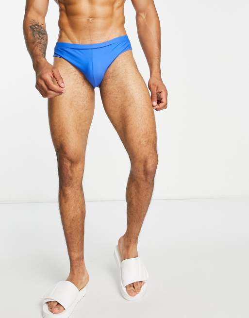 ASOS DESIGN 2 pack swim briefs in light blue/charcoal SAVE