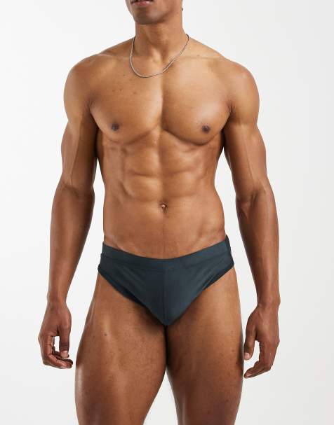 ASOS DESIGN swim briefs in charcoal - view 1