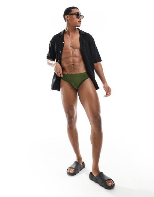 ASOS DESIGN swim briefs in dark green ASOS