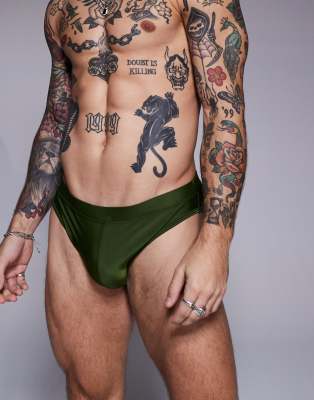 Asos Design Swim Briefs In Green