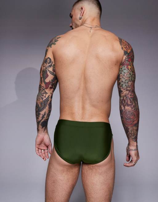 ASOS DESIGN swim briefs in green