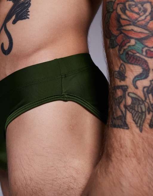 ASOS DESIGN swim briefs in green