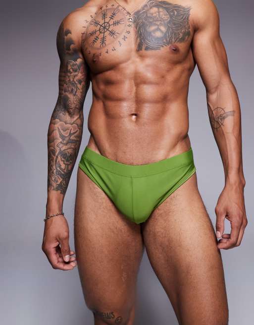 ASOS DESIGN swim briefs in green