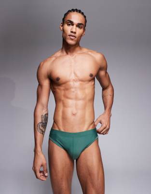 Asos Design Swim Briefs In Green
