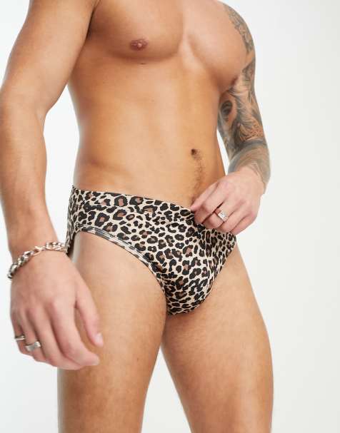ASOS DESIGN swim briefs in leopard print - view 1
