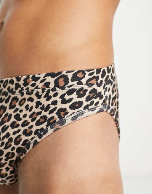 ASOS DESIGN swim briefs in leopard print, 3 of 4