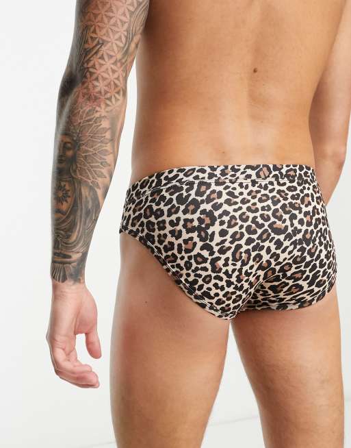 Leopard mens swim store briefs