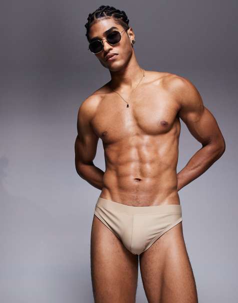 ASOS DESIGN swim briefs in neutral - view 1