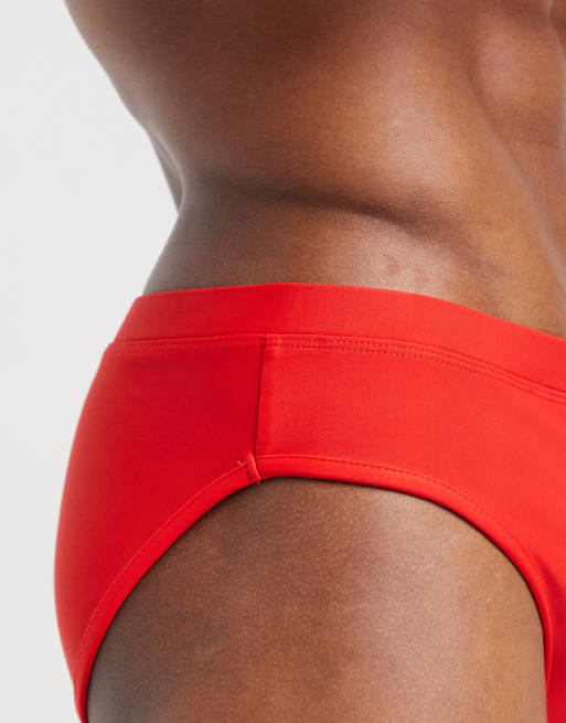 ASOS DESIGN swim briefs in red, 3 of 4
