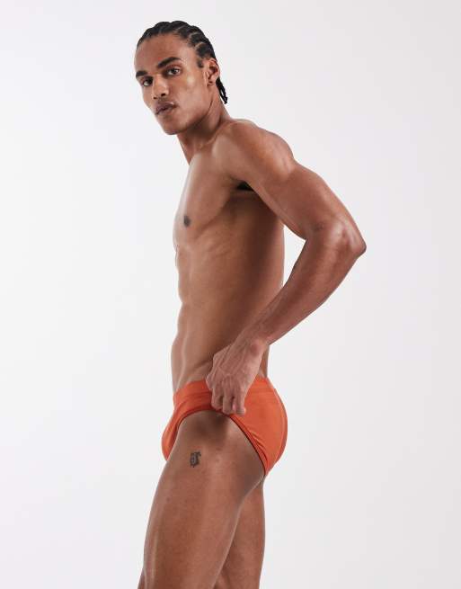 ASOS DESIGN swim briefs in rust orange, 2 of 5