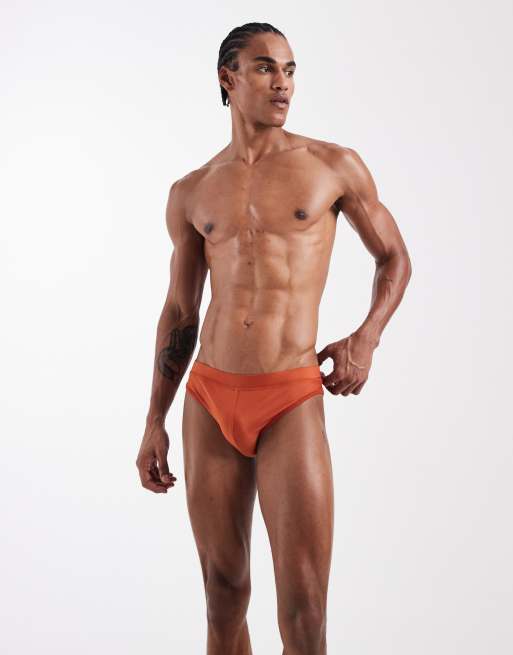 ASOS DESIGN swim briefs in rust orange, 3 of 5