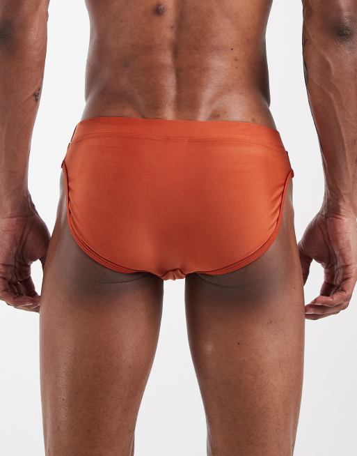 ASOS DESIGN swim briefs in rust orange, 4 of 5