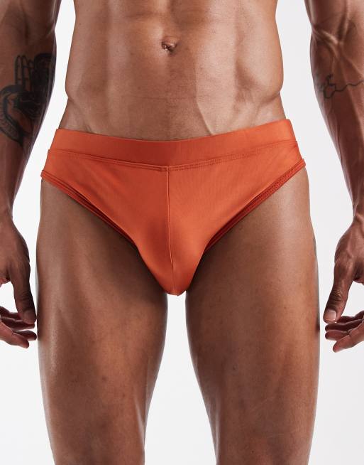 ASOS DESIGN swim briefs in rust orange, 5 of 5