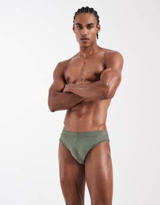 Asos Design Swim Briefs In Green
