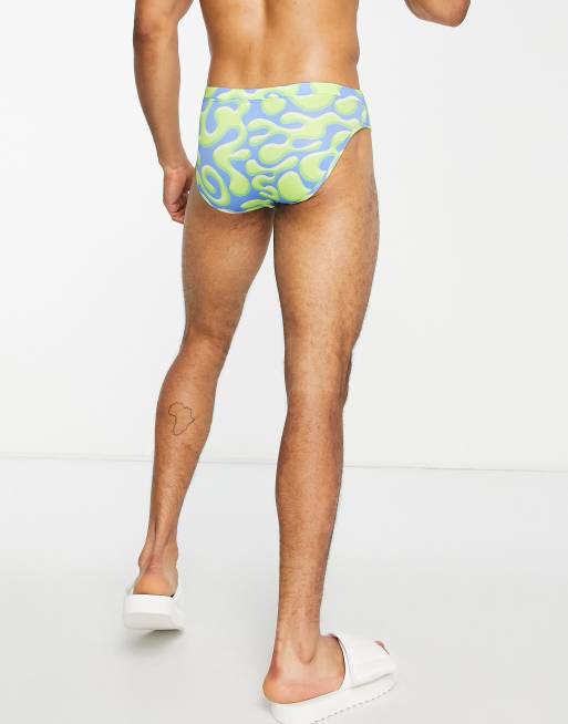 ASOS DESIGN swim briefs in wavy print