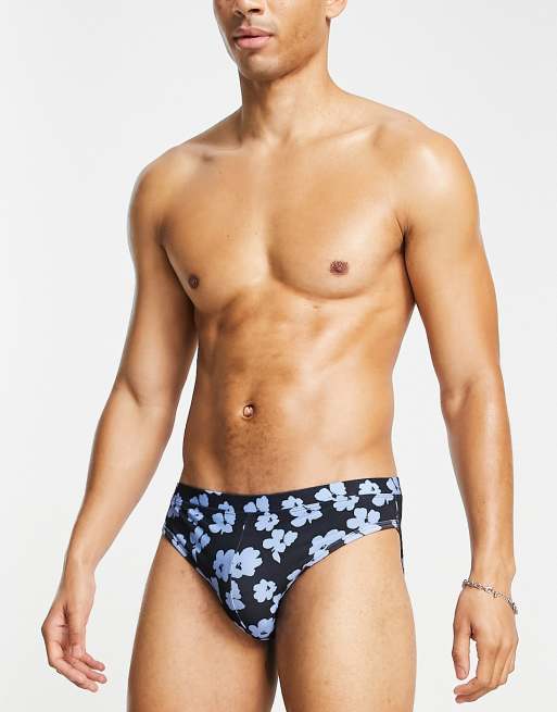 ASOS DESIGN swim briefs in leopard print